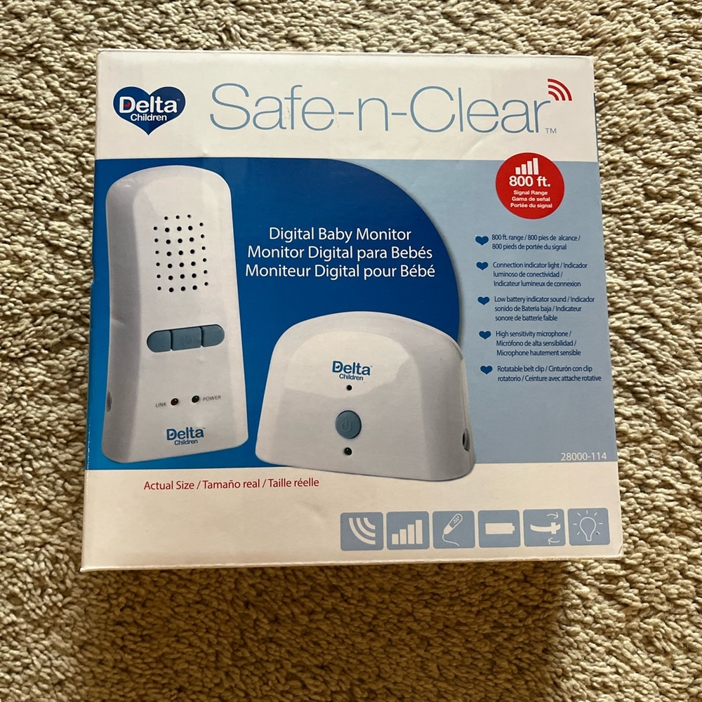 Delta Safe-n-Clear Digital Baby Monitor - White and Blue